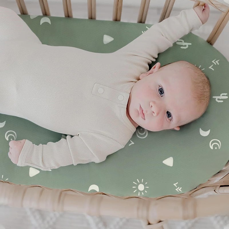 GRSSDER Stretchy Ultra Soft Fitted Bassinet Sheets 3 Pack, Universal Fit for Baby Cradle Moses Basket Oval Rectangle Mattress Safe and Snug, Sunny Holiday Print - Image 2